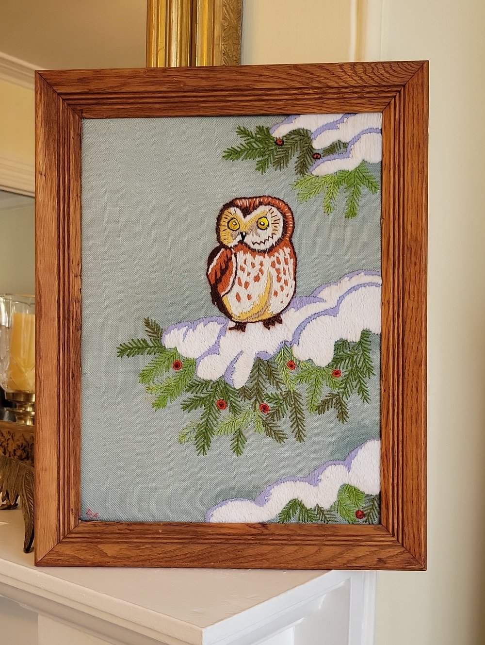 Vintage Crewel Owl
